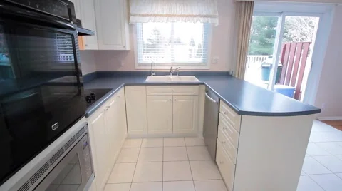 Dining room and kitchen view from camera on gimbal Stock Footage 60266807