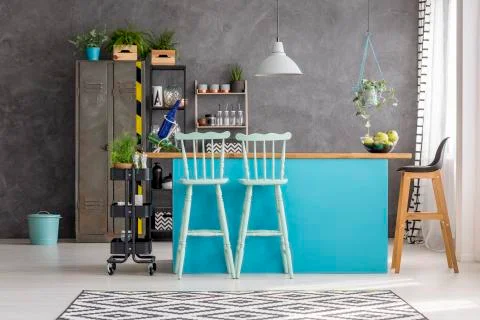 Dining room with bar stools Foto stock