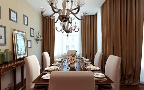 Dining room classical and art deco style Stock Illustration