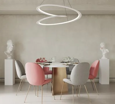 Dining room interior with decor, 3d render, Stock Illustration