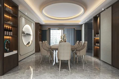 Dining room interior design with complete table and chair design better liv.. Stock-Illustration