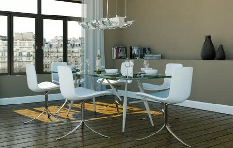 Dining room interior design in modern appartment Stock Illustration