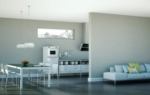 Dining room interior design in modern appartment Stock Illustration