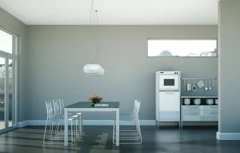 Dining room interior design in modern appartment Stock Illustration
