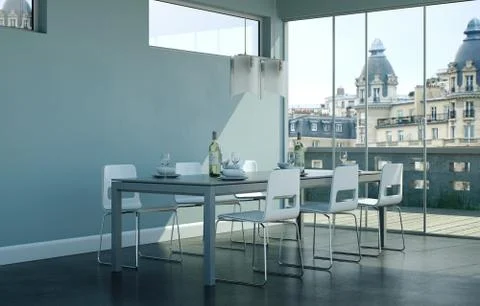 Dining room interior design in modern appartment Stock Illustration