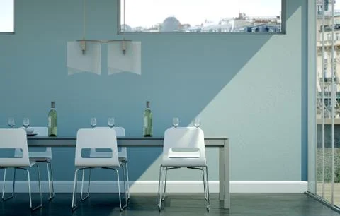Dining room interior design in modern appartment Stock Illustration