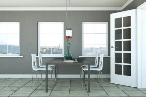 Dining room interior design in modern appartment Stock Illustration