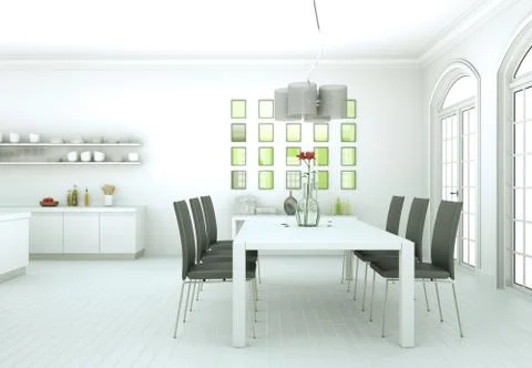 Dining room interior design in modern appartment Illustrazione stock