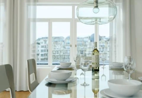 Dining room interior design in modern appartment Stock Illustration