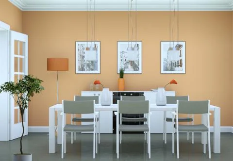 Dining room interior design in modern appartment Stock Illustration