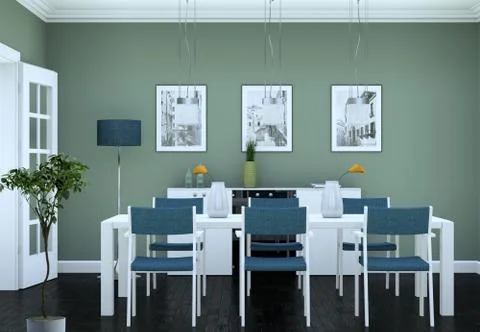 Dining room interior design in modern appartment Stock Illustration