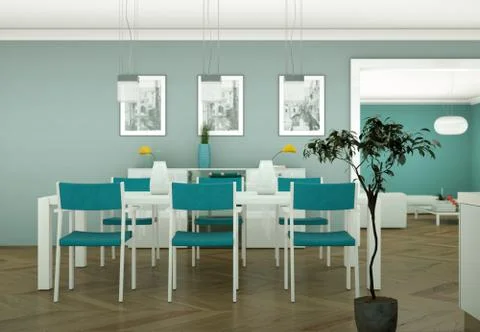 Dining room interior design in modern appartment Stock Illustration