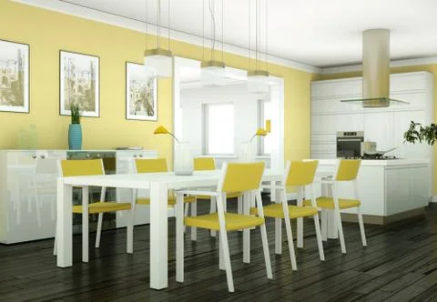 Dining room interior design in modern appartment Stock Illustration