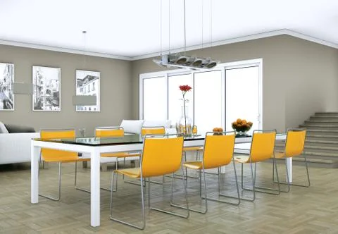 Dining room interior design in modern appartment Stock Illustration