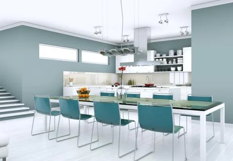 Dining room interior design in modern appartment Stock Illustration