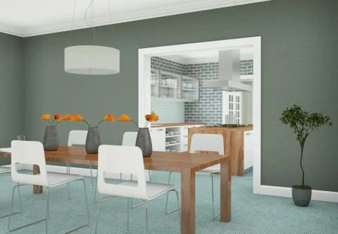 Dining room interior design in modern appartment Stock Illustration