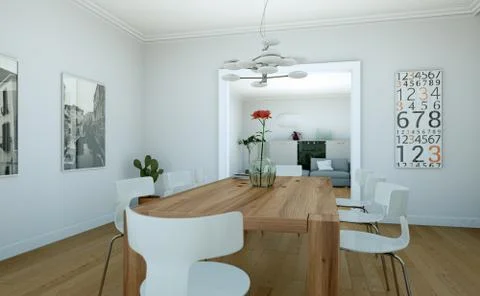 Dining room interior design in modern appartment Stock Illustration