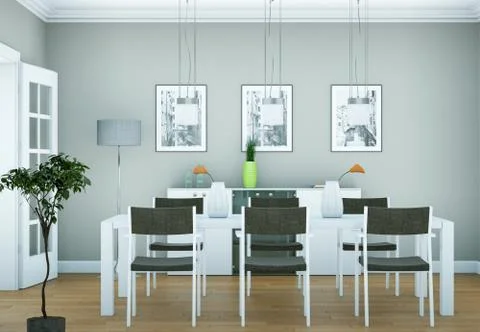 Dining room interior design in modern appartment Stock Illustration