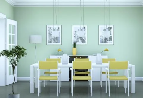 Dining room interior design in modern appartment Stock Illustration