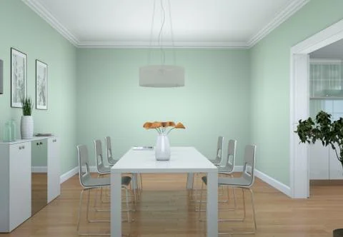 Dining room interior design in modern appartment Stock Illustration
