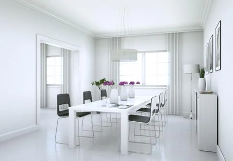 Dining room interior design in modern appartment Stock Illustration