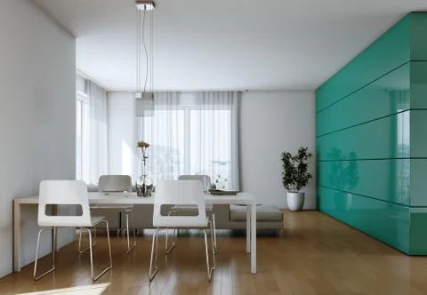Dining room interior design in modern appartment Stock Illustration