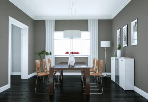Dining room interior design in modern appartment Stock Illustration