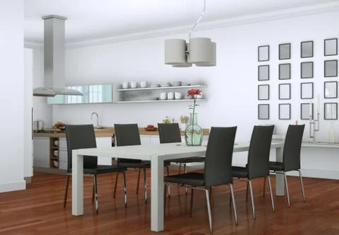 Dining room interior design in modern appartment Stock Illustration