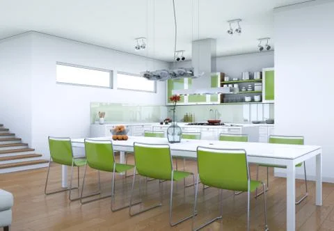 Dining room interior design in modern appartment Stock Illustration