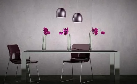 Dining room interior design Tabel with chairs Stock Illustration