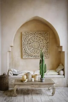 Dining room interior designed in oriental east style Stock Photos