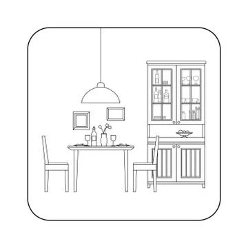 Dining room interior. Stock Illustration