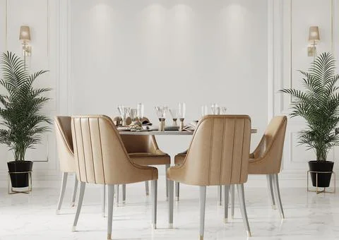 Dining room interior with table and chairs Stock Illustration