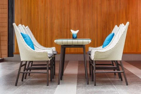 Dining room interior with table and chairs Stock Photos