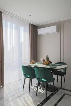 Dining room interior with table Stock Photos