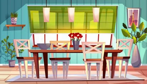 Dining room interior vector illustration Иллюстрация