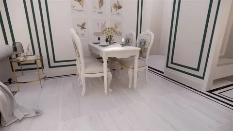 Dining Room Interior Walkthrough Rendering 3D Animation 4K video Vídeos de archivo 201522139