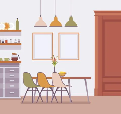 Dining room modern interior Stock Illustration