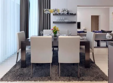 Dining room modern style Stock Illustration