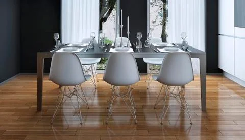 Dining room modern style Stock Illustration