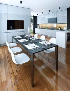Dining room modern style Stock Illustration