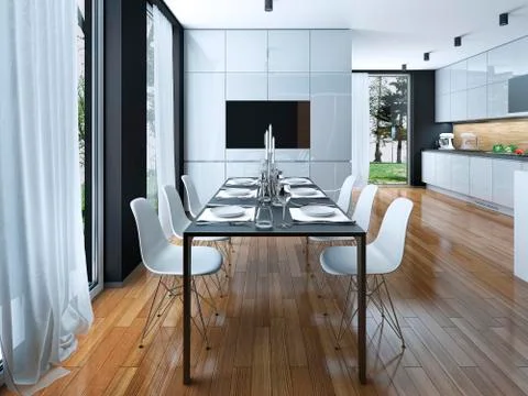 Dining room modern style Stock Illustration