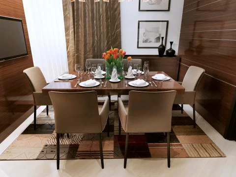 Dining room in a modern style Stock Illustration