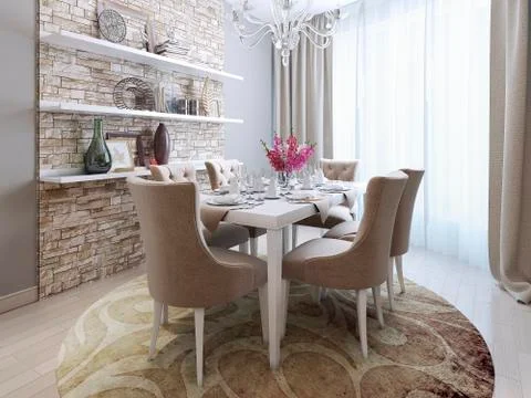 Dining room in neoclassical style Stock Illustration