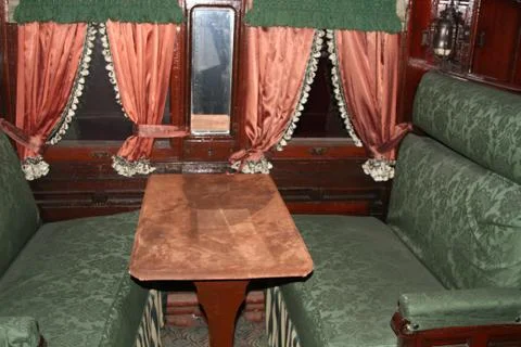 Dining room in an old train Stock Photos