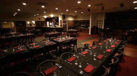 Dining room in restaurant Stock Footage 46310096