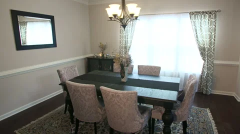Dining Room Rise Up from Side to Light Fixture Stock Footage 64816382