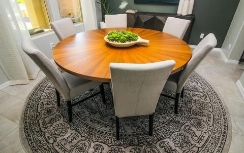Dining Room Round Table With Six Chairs Stock Photos