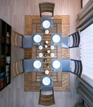 Dining room, rustic and modern style Stock Illustration