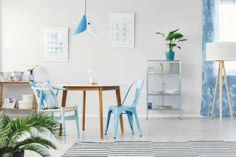 Dining room with shibori pattern Stock Photos